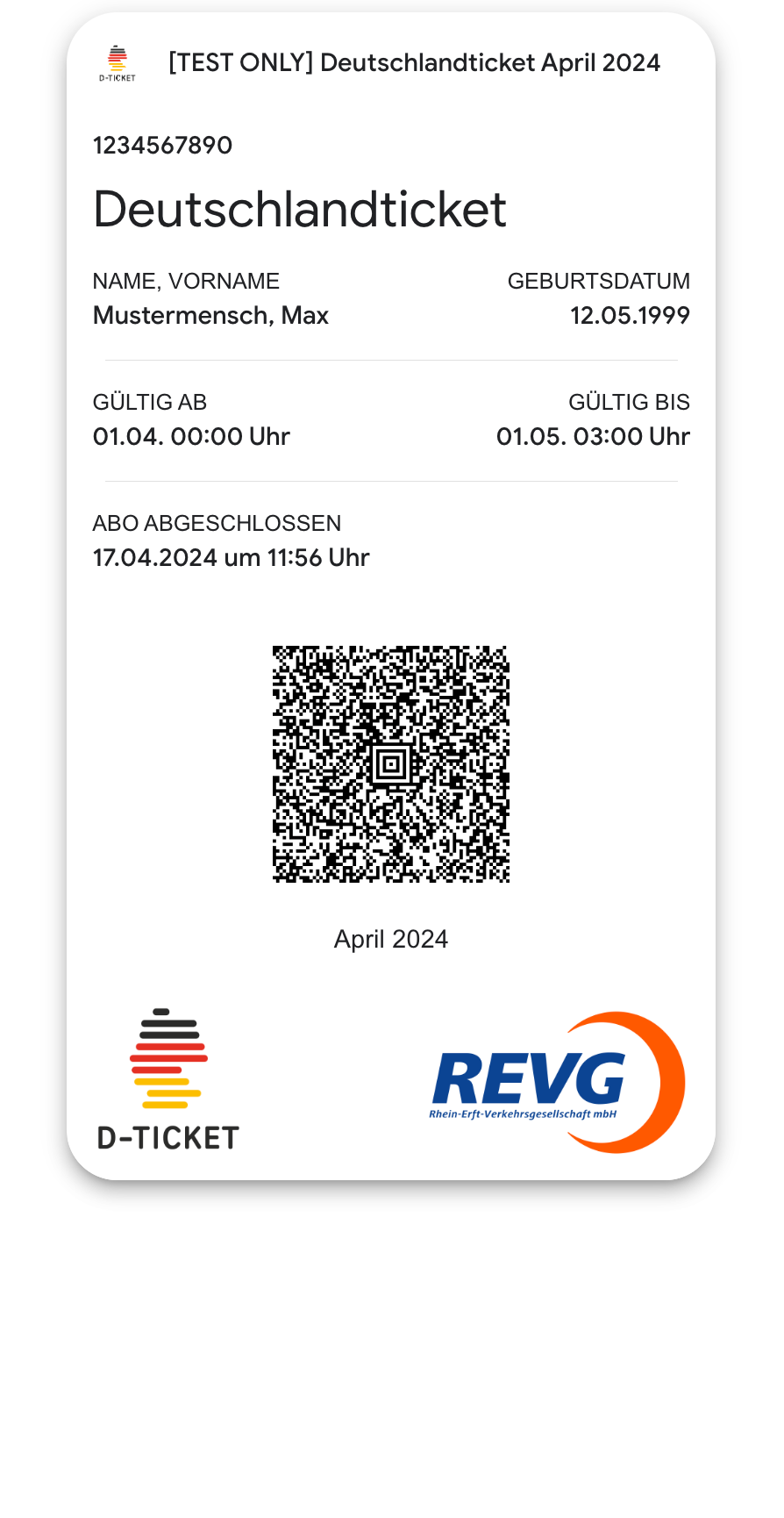 Google Wallet Example Pass